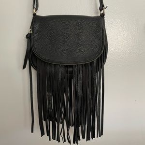 Vegan leather fringe crossbody